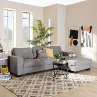 Baxton Studio J099C-Light Grey-RFC Langley Modern and Contemporary Light Grey Fabric Upholstered Sectional Sofa with Right Facing Chaise